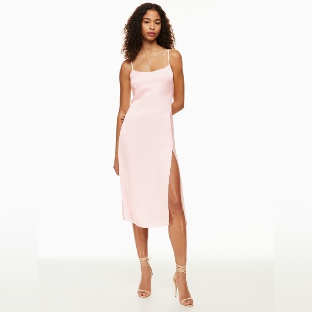 Aritzia Wilfred Affogato Satin Dress in Mochi Pink